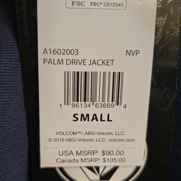 VOLCOM PALM DRIVE JACKET, Men's Small, Blue - Picture 4 of 12